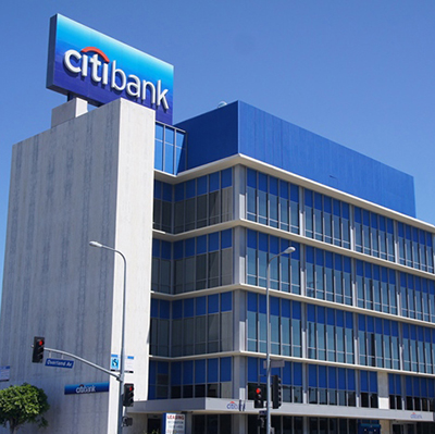 Citibank is pictured atop the Citi Bank building